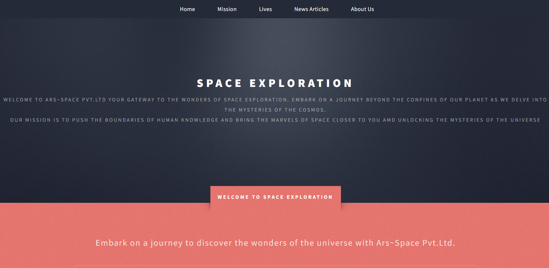 Space Exploration Website project